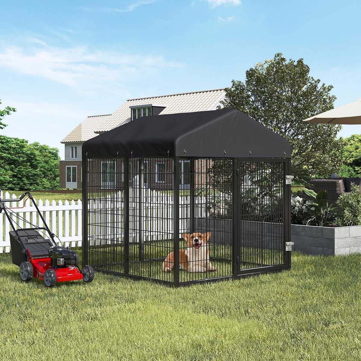 Petony 79.2" x 79.2" Outdoor Dog Kennel Cover, Heavy Duty Oxford Cover