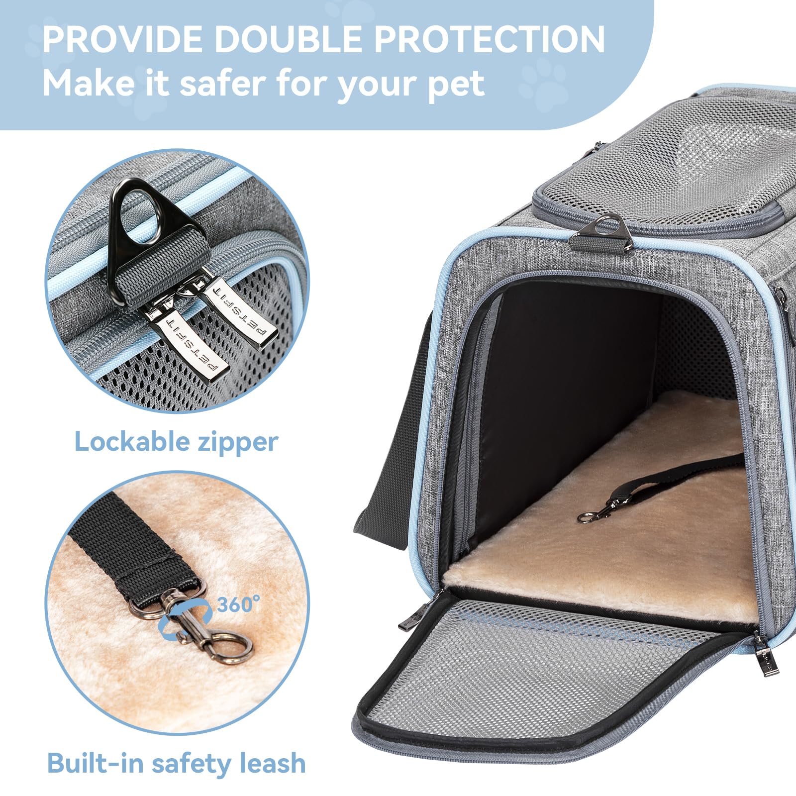 Petsfit Large Expandable Cat Carrier for Travel, Up to 18 lb