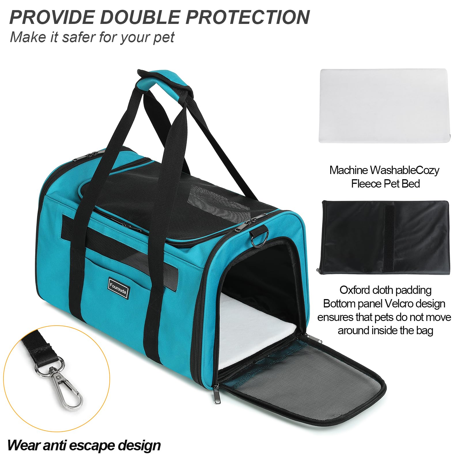 Airline Approved Dog Carrier. Cat Soft-Sided Carriers,Small Dog Travel Carriers,Small Animal Rabbit Carrying Case,TSA Airline Approved Pet Carrier（Blue）