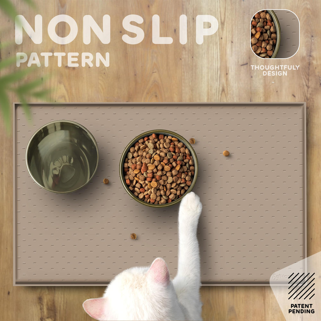 Dog Food Mat - 24x15 Raised Edges Dogs Mat for Food and Water Prevent Spill, Waterproof Cat Food Mats Protect Floors, Easy Clean Dog Bowl Mats for Food and Water, Silicone Pet Feeding Placemats