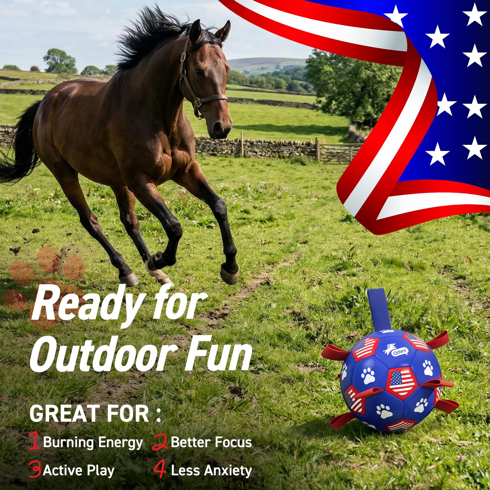 QDAN Dog Balls with Straps, Large Herding Balls for >90lbs Dogs, Soccer Toy