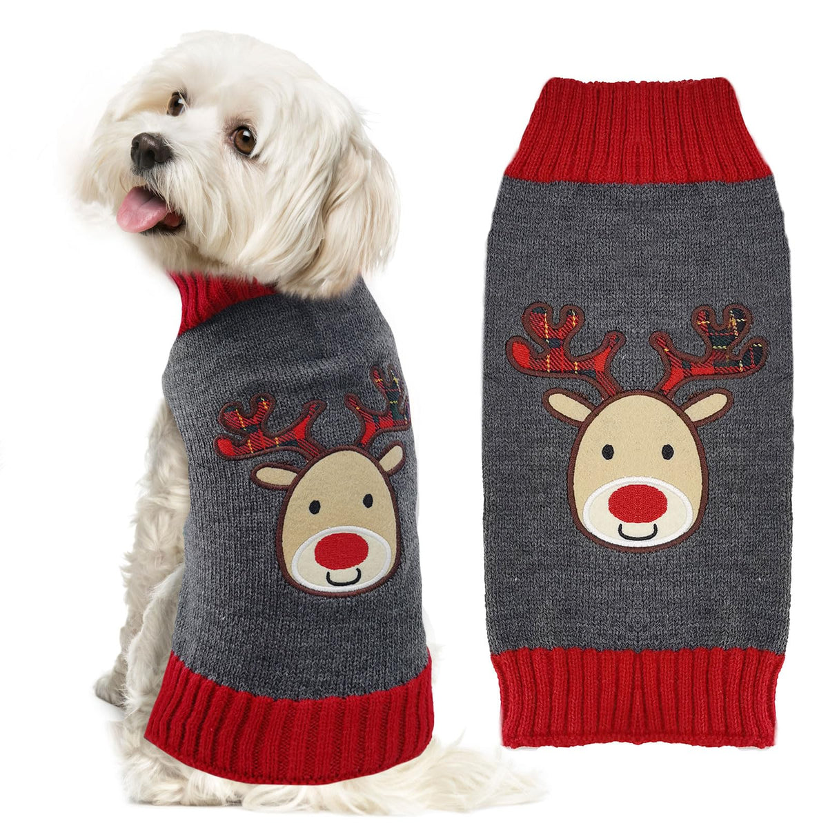 DOGGYZSTYLE Dog Christmas Sweater Xmas Pet Clothes Cute Striped Gingerbread Man Costume Holiday Puppy Cat Jumpers Outfits New Year Gifts for Small Medium Large Dogs(Red Gingerbread Man,XXS)