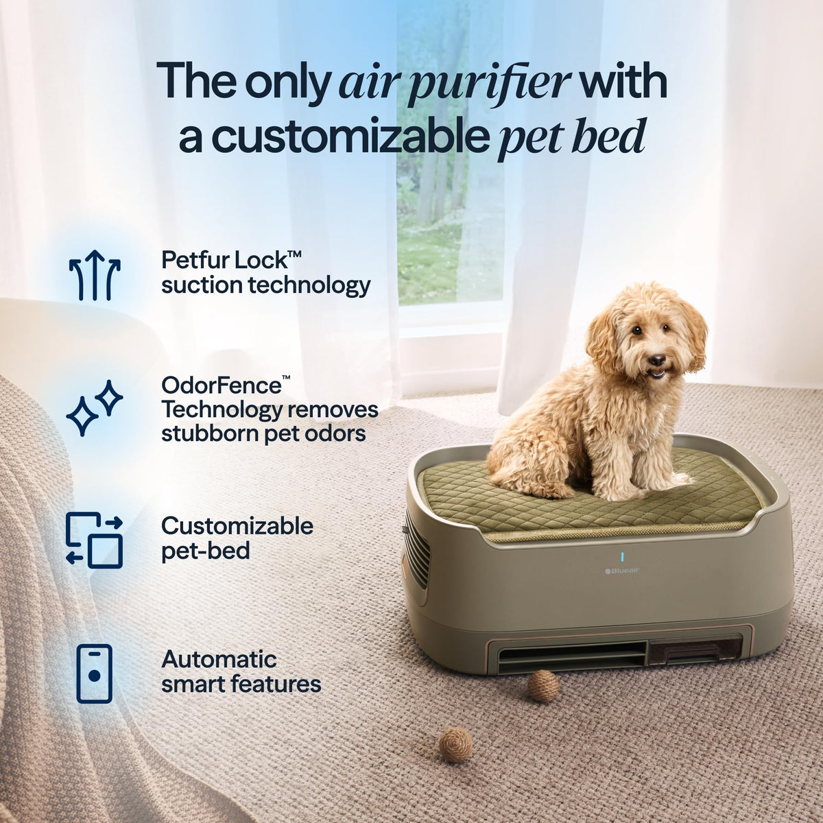 BLUEAIR Air Purifiers & Pet Bed for Home Dogs & Cats, 1301 Ft², PetAir Pro