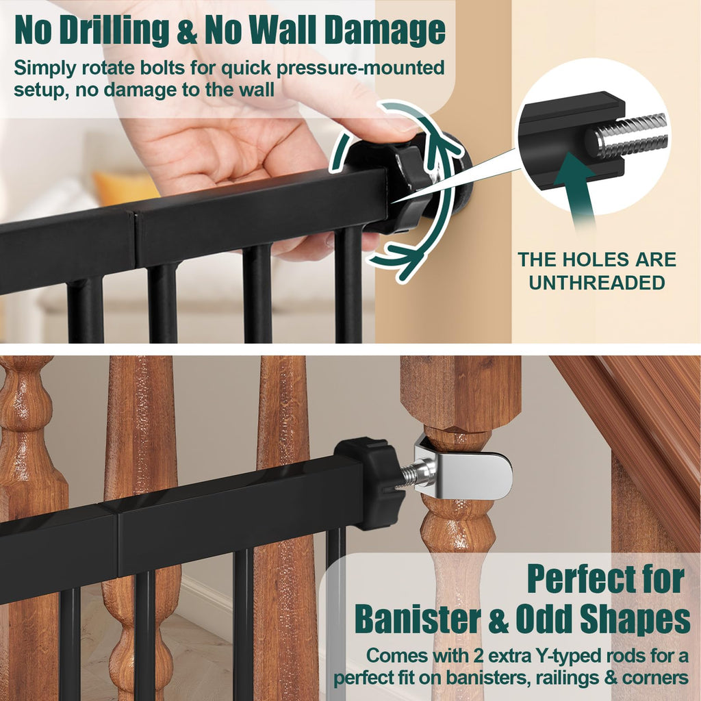 keny 29.7"-46" Baby Gate for Stairs, Auto Close Dog Gates for Doorways