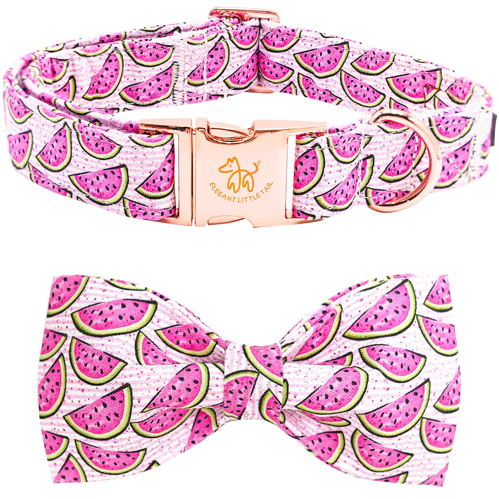 Elegant little tail Dog Collar, Watermelon Print Pet Collar Summer Dog Collar Durable Metal Buckle Dog Collars Cotton Pet Adjustable Dog Collars for X-Large Dogs