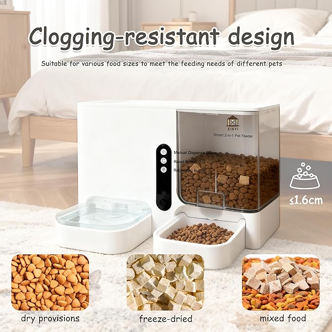 Automatic Pet Feeder and Water Dispenser 2-in-1 Set with WiFi, Proximity Sensor, Easy APP Operation, Real-time Video Monitoring for Cats and Dogs