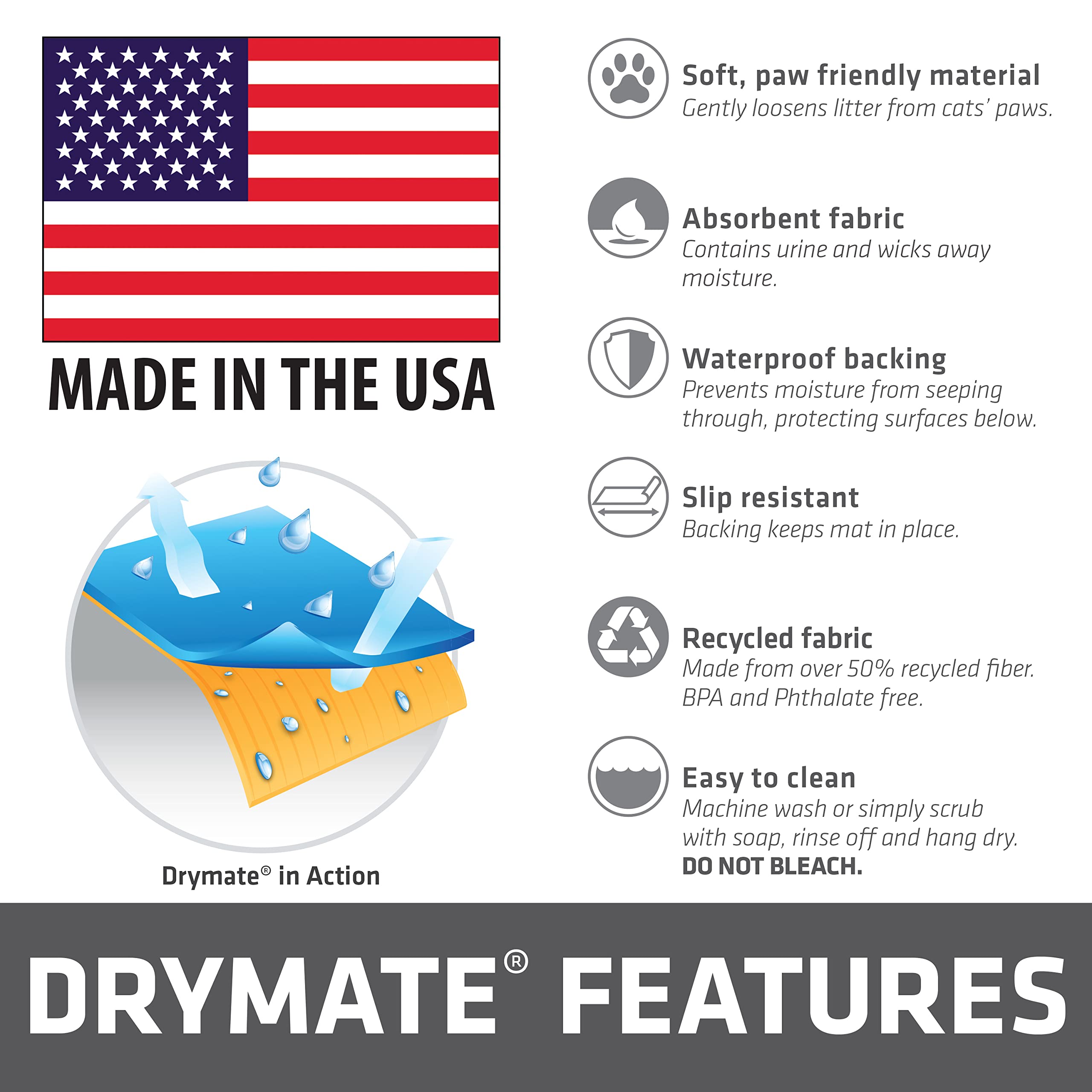 Drymate Cat Litter Box Mat, Litter Trapping Mat, Brown, 28x36 XL