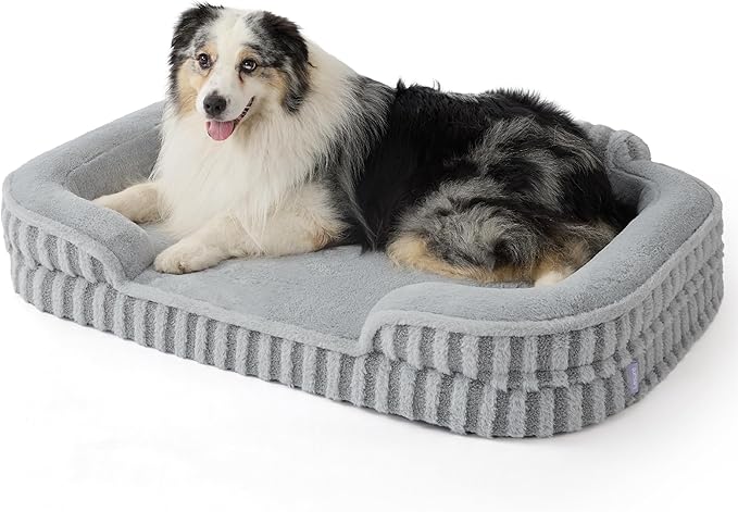 LE SURE Cute Cozy High Back Orthopedic XL Dog Bed with Sides