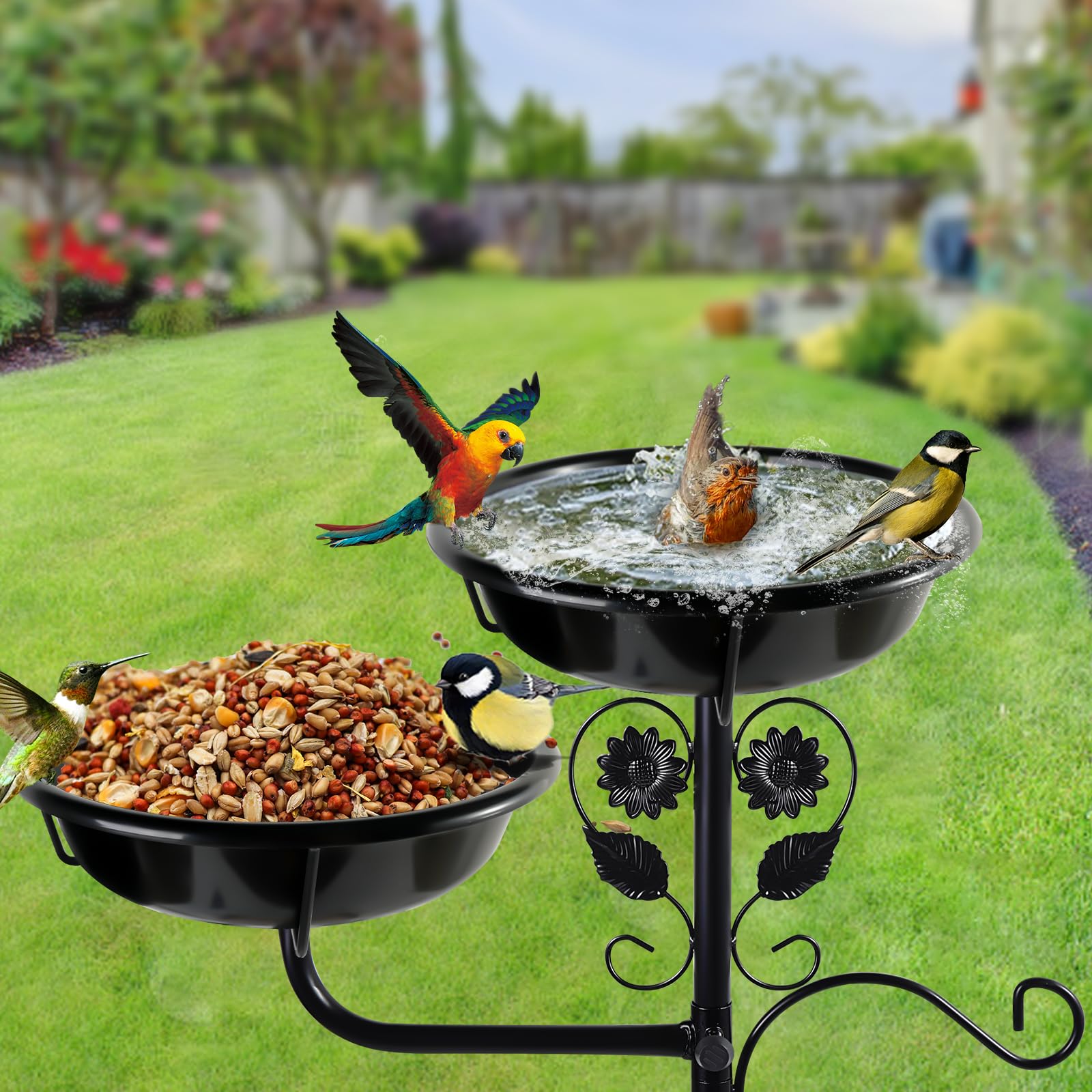 32.7 Inch Metal Bird Bath for Outside, Bird Baths for Outdoors, Bird Feeder