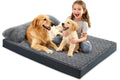 KISYYO Orthopedic L Dog Beds for Large Dogs with Removable Washable Cover and Removable Pillow for Crate,Waterproof Extra Large Dogs Mat, Grey, 35x23