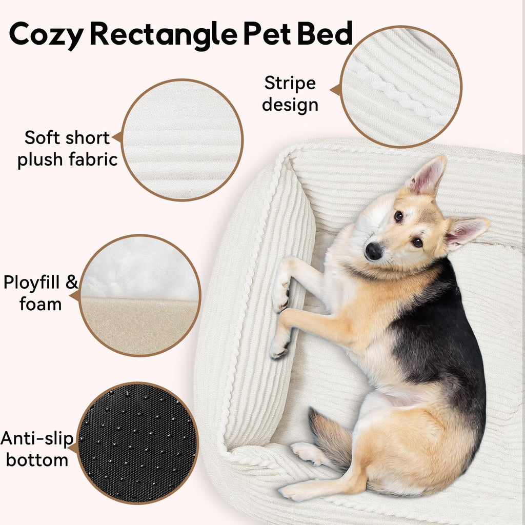 Zerbuger Orthopedic Dog Bed for Medium Dogs,Dog Sofa Beds Supportive Foam Pet Couch Bed with Removable Washable Mat and Nonskid Bottom (Medium, Cream)
