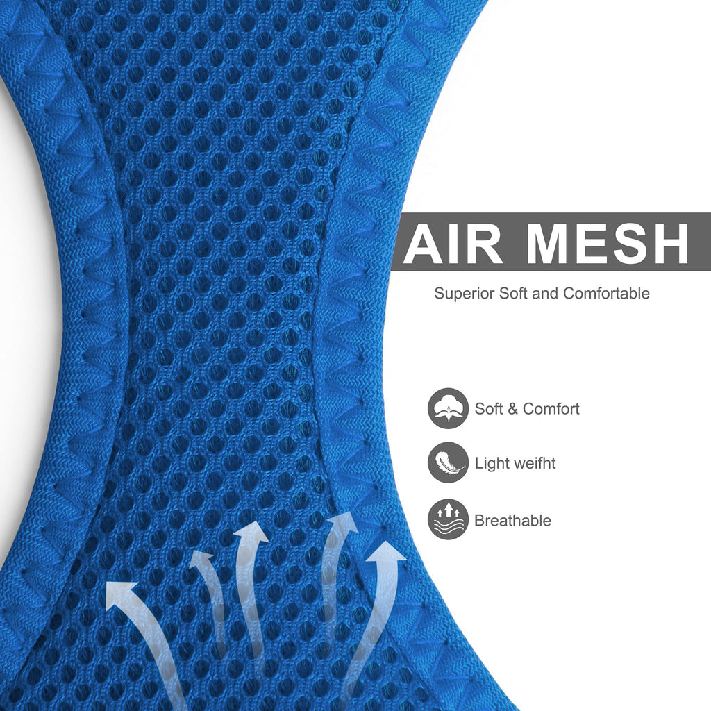 Fida Comfy Dog Harness with Leash, Soft Puppy Vest Escape Proof, Breathable Lightweight Soft Mesh, Adjustable Reflective Step-in Harness for Small Pet Walking (S, Blue)