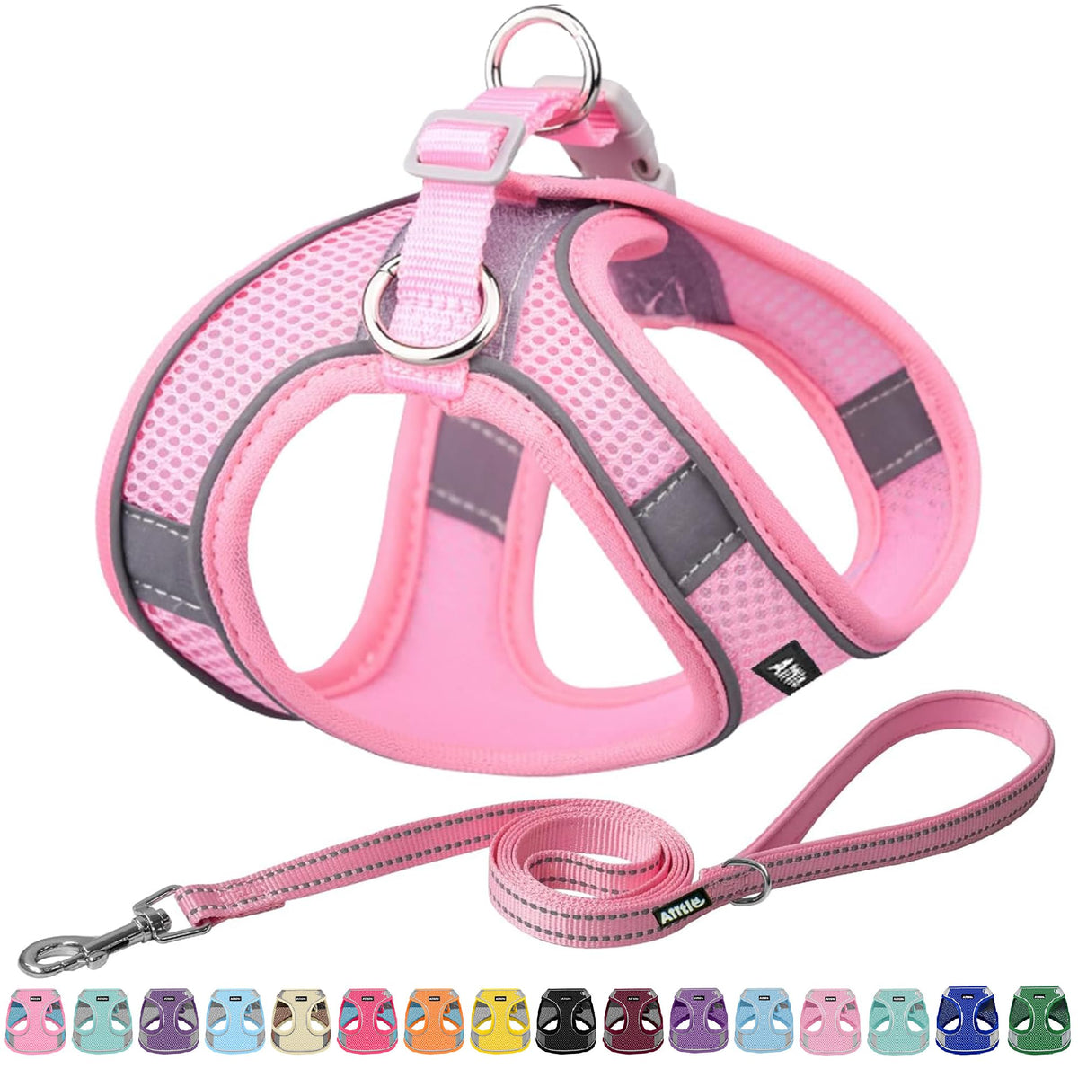 AIITLE Dog Harness and Leash Set, Step-in Puppy Vest, Pure Turquoise XXXS