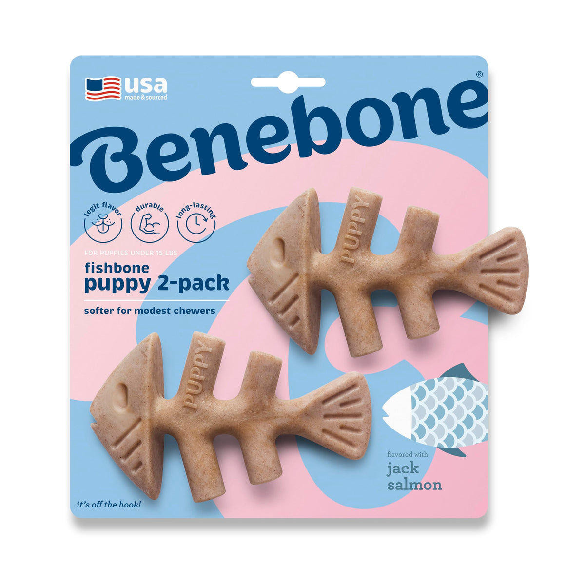 Benebone Puppy 2-Pack Dental Chew/Wishbone Dog Chew Toys, Real Bacon, Small