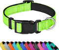 PWOD Reflective Dog Collar, Adjustable Soft Neoprene Padded Nylon Pet Collars with Buckle for Puppy and Small Dogs, Cats, Green,XS