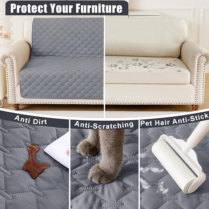 Smiry Waterproof Dog Bed Cover Blanket, Soft Reversible Pet Blanket, Washable Leakproof Cats Dogs Couch Cover for Sofa, Couch, Furniture (30x53 Inch, Grey/Light Grey)