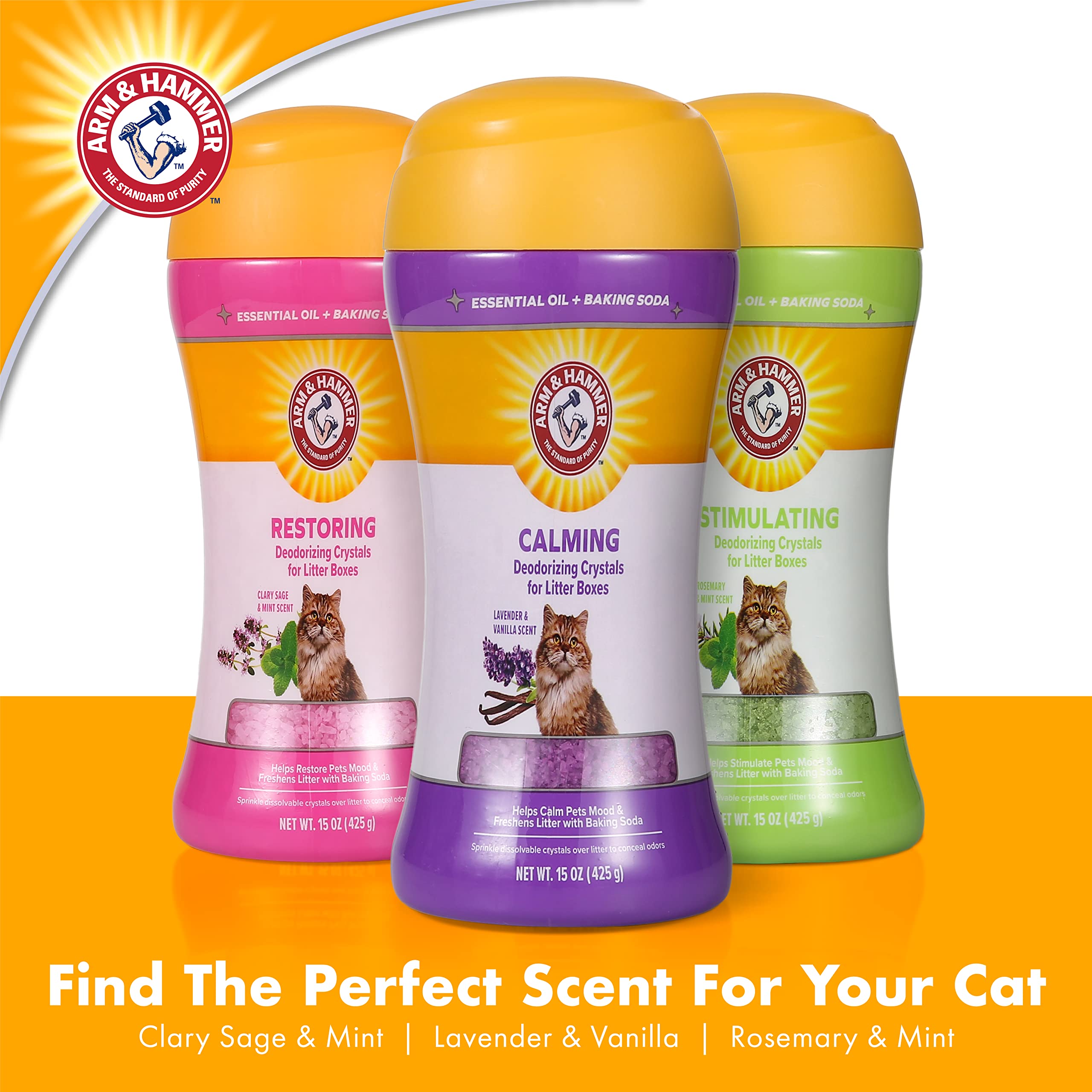 Arm & Hammer Cat Litter Deodorizing Crystals, Lavender and Vanilla, 15 Oz