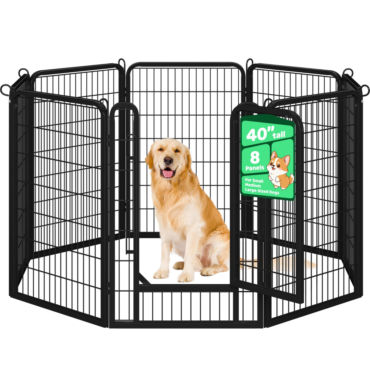 Yaheetech Dog Playpen 32in 6 Panels Pet Fence for Indoor Yard RV Camping