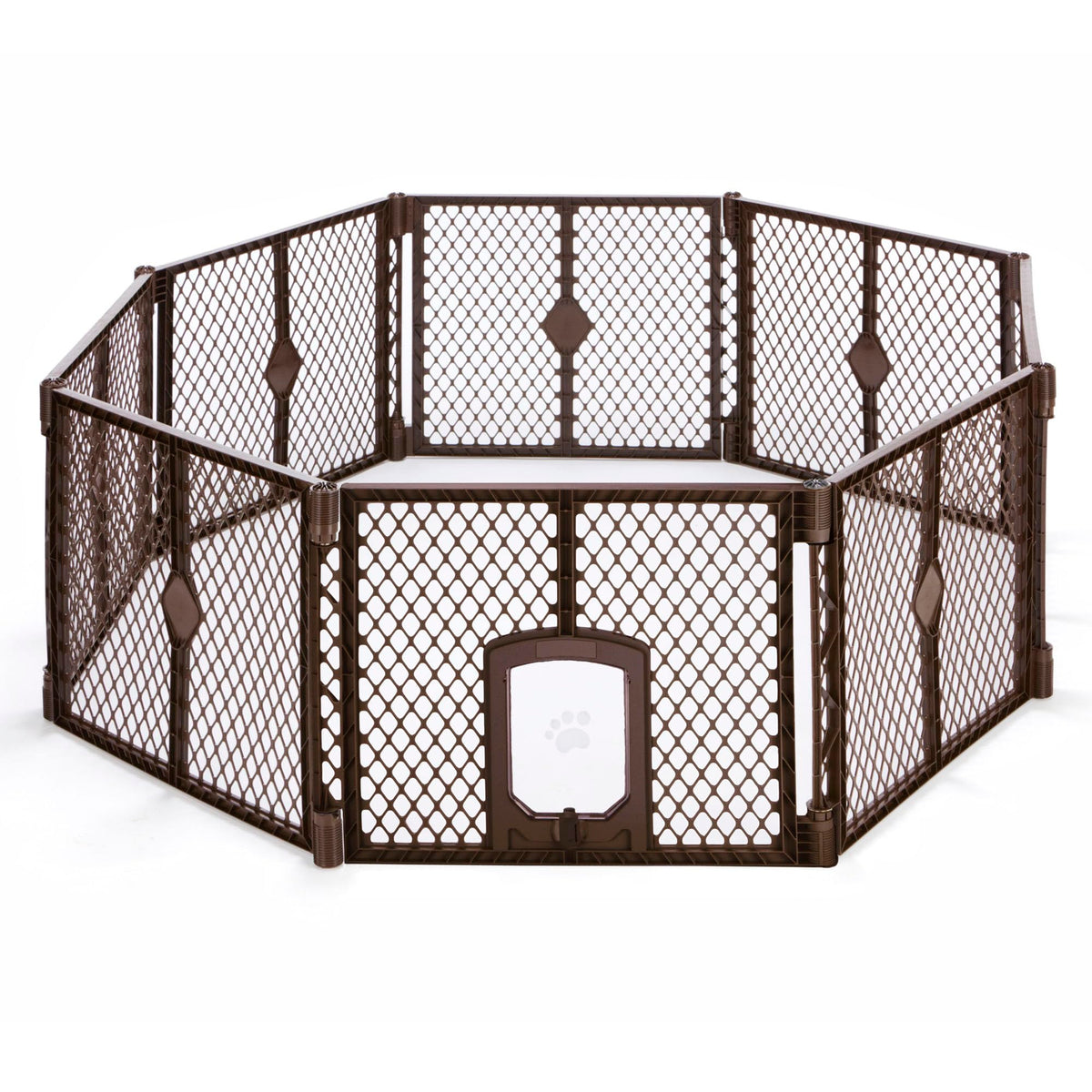 MyPet 8-Panel Paws Petyard, Gray Dog Playpen, Durable & UV-Resistant Puppy Playpen, Indoor/Outdoor Portable Dog Pen, Adjustable for Your Pet's Comfort, Friendly Design for Happy Pets