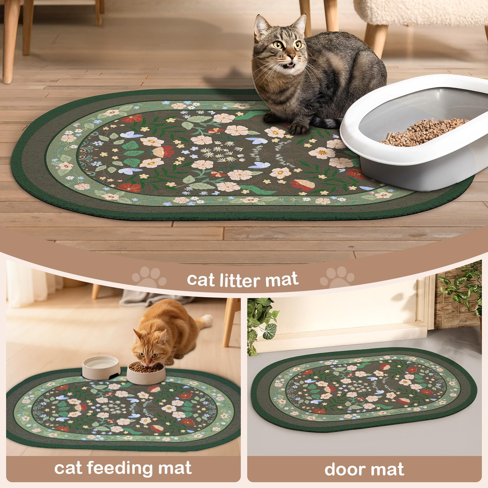 Bienbee Cat Litter Mat, 33" x 22" Dense Trapping Mesh for Litter Boxes