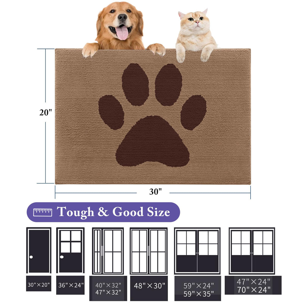 Buganda Dog Door Mat for Muddy Paws 30x20, Absorbent Doormat for Inside