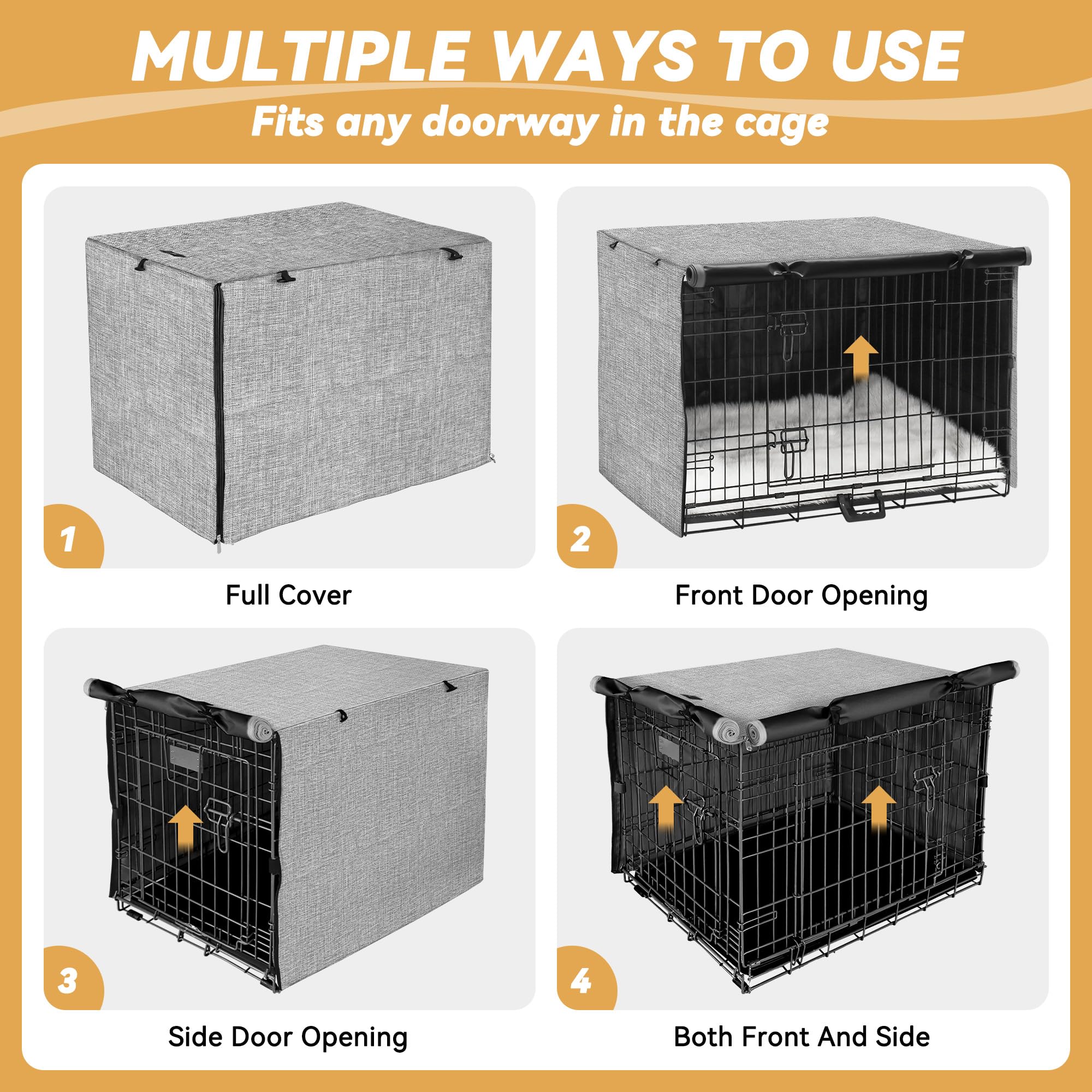 Dog Crate Cover - Double Door Waterproof Pet Kennel Cover, Durable 600D Polyester Protective Cage Cover for 30 Inch Dog Crate - Grey