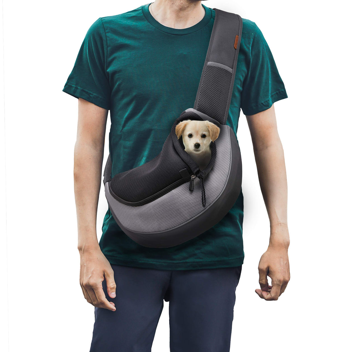 FDJASGY Pet Sling Carrier for Small Dogs Cats,Breathable Mesh Travelling Hand Free Puppy Backpack with Pouch and Adjustable Strap Carrier