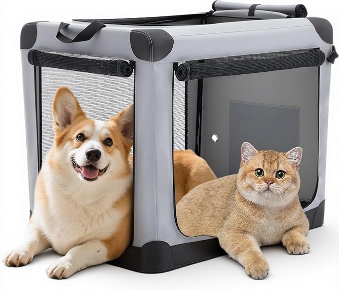 DUMOS Soft Dog Crate 30 Inch, Medium Foldable Outdoor Cat Carrier