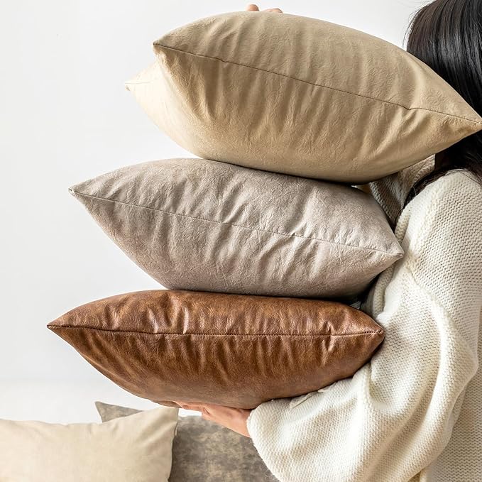 GEGELICA Pack of 2 Faux Leather Decorative Throw Pillow Covers 12X20 Inch