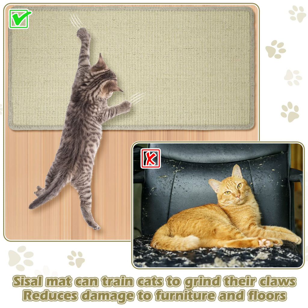 Riakrum 2 Pack Large Cat Scratch Pad Sisal Mat 32 x 16 Inches,Beige