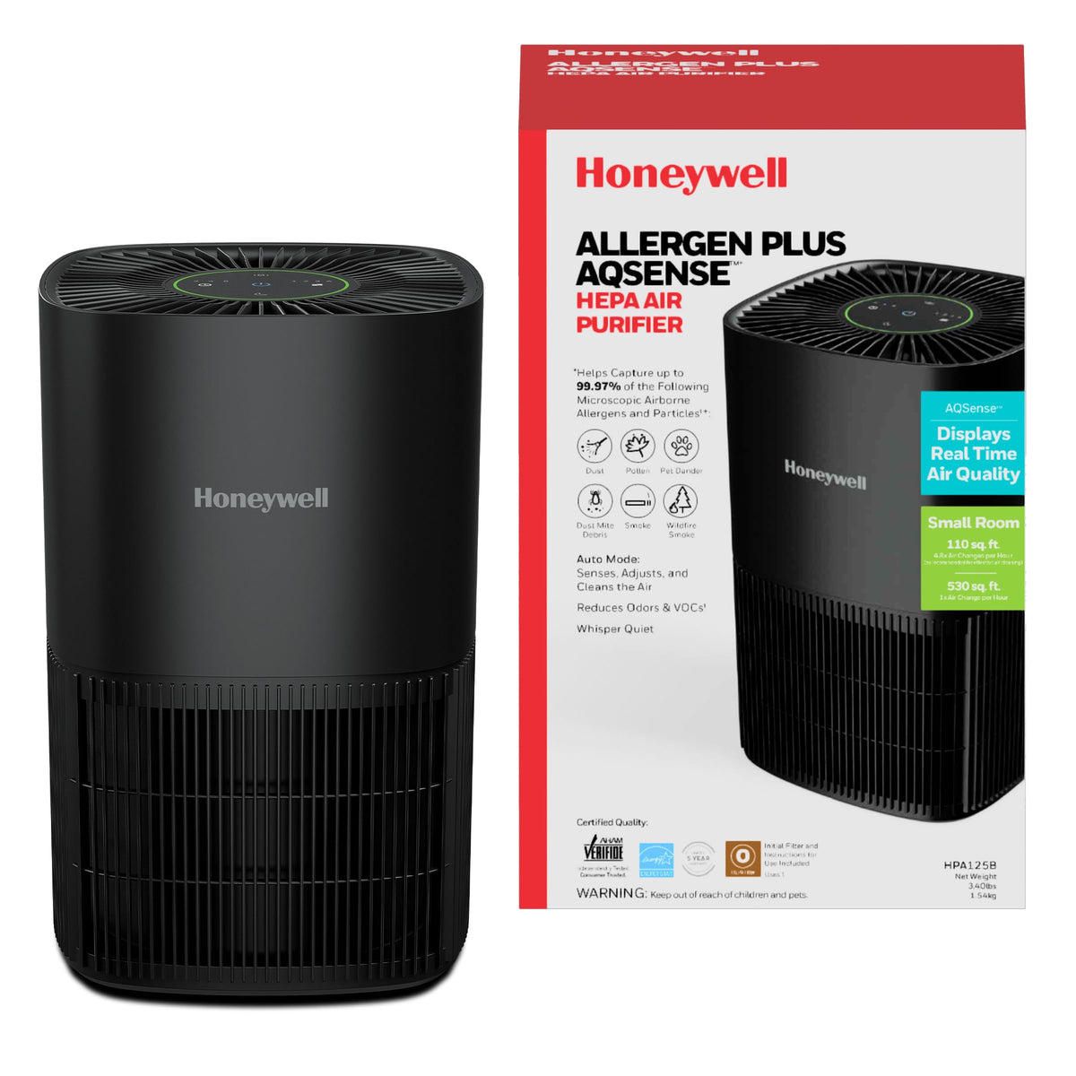 Honeywell Allergen Plus Compact HEPA Small Room Air Purifiers, Grey