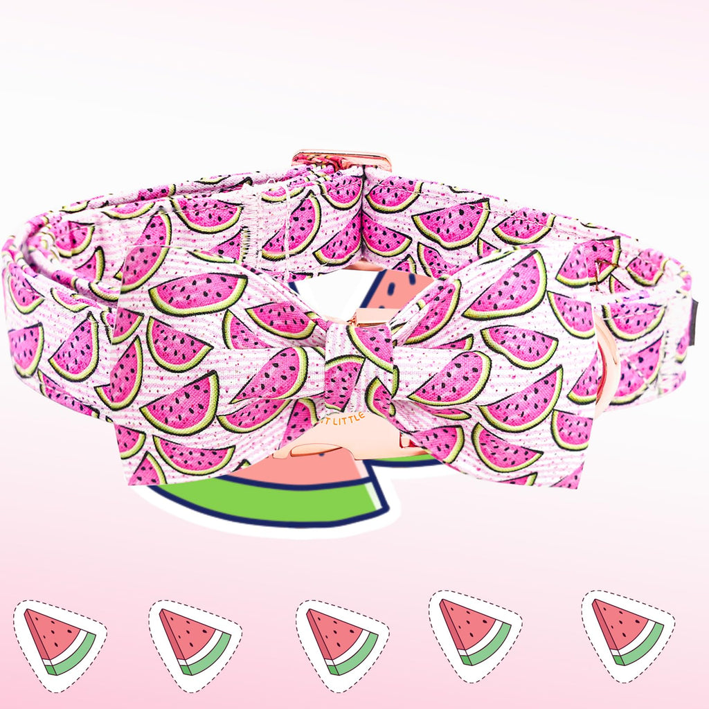 Elegant little tail Dog Collar, Watermelon Print Pet Collar Summer Dog Collar Durable Metal Buckle Dog Collars Cotton Pet Adjustable Dog Collars for X-Large Dogs