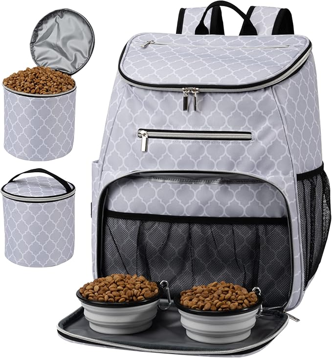 BAGLHER丨Dog Travel Bag Backpack, Airline Approved Pet Supplies Backpack, Dog Travel Bag with 2 Silicone Collapsible Bowls and 2 Food Baskets Blue