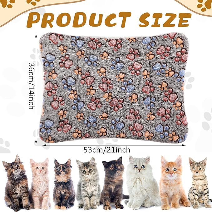 Tuanse 4 Pack Ultra Soft Dog Cat Bed Mat Small Animal Guinea Pig Bed with Cute Print Reversible Fleece Dog Crate Kennel Pad Cozy Washable Thickened Hamster Pet Beds Mat(21 x 14 Inches,Gray)