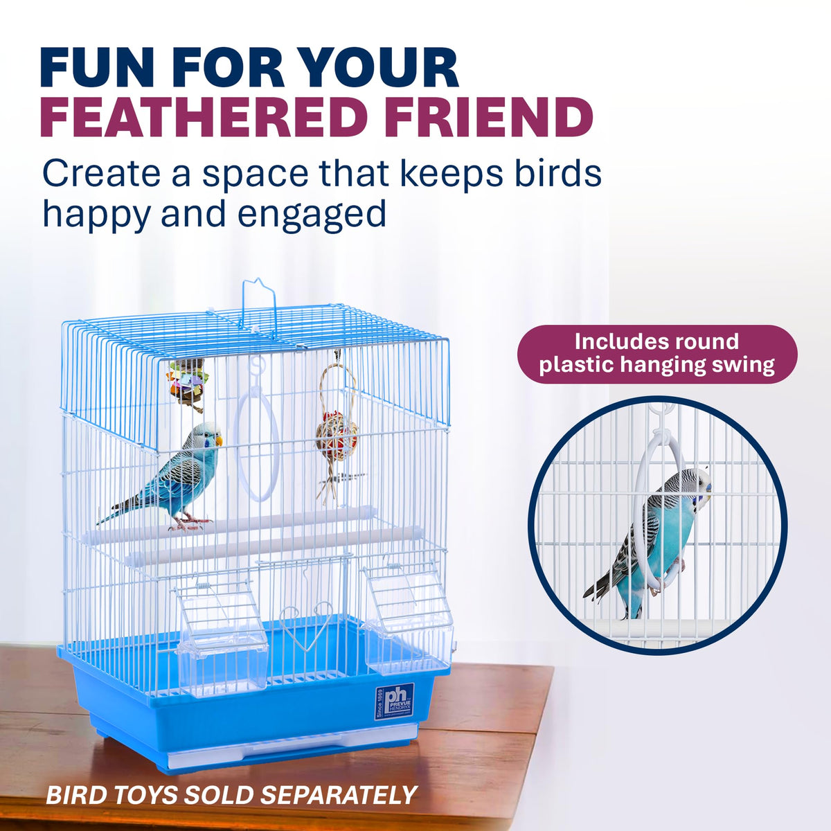 Prevue Pet Products Parakeet Square Roof Bird Cage with Handle