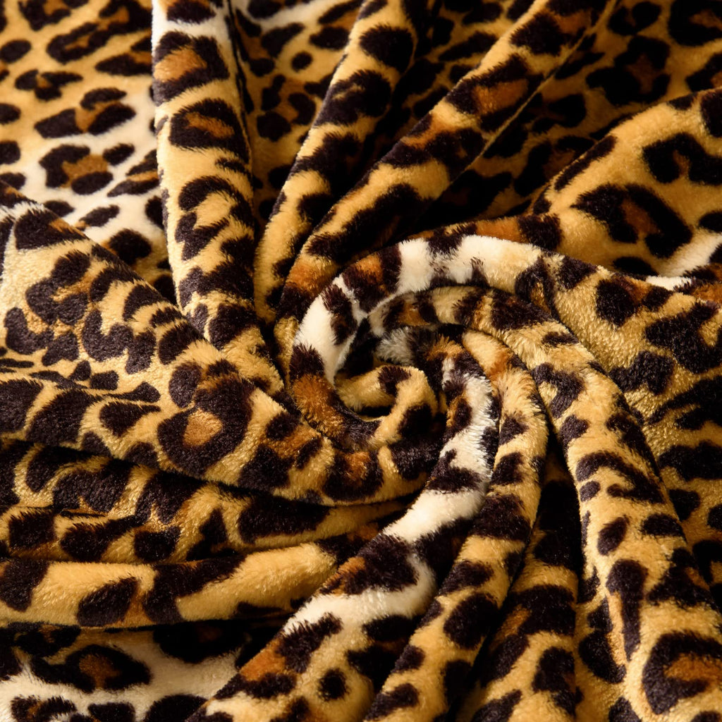 Bnuitland Leopard Print Fleece Flannel Throw Blanket, 300 GSM Double Sided Fuzzy Fluffy Throw for Bed Sofa Couch Travel, Super Soft Lightweight Cheetah Print Blanket for Adults/Baby/Pets, 50×40 inch