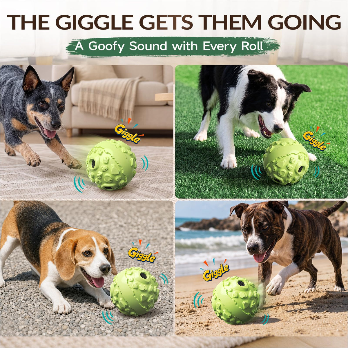KADTC XL Dog Roll Wobble Giggle Ball, Chew Toy for Large Aggressive Chewers