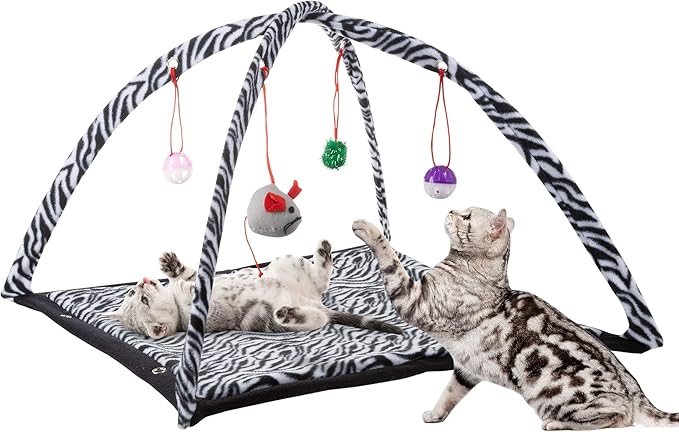PETMAKER Cat Activity Center- Interactive Play Area Station for Cats, Hanging Toys, Foldable Design for Exercise, Napping