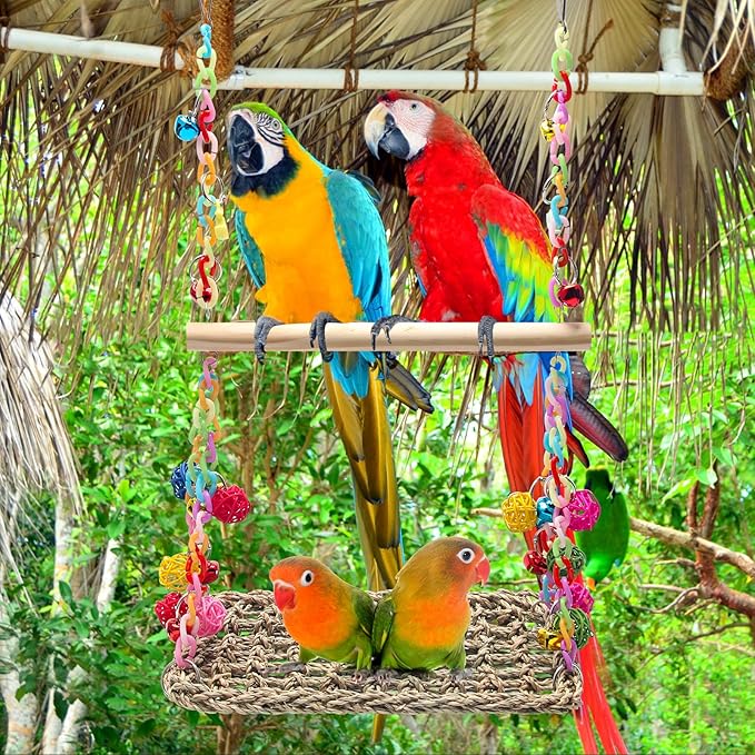 Bird Swing Toys Coolrunner Bird Hammock Bed Hanging Swing Nest Cotton