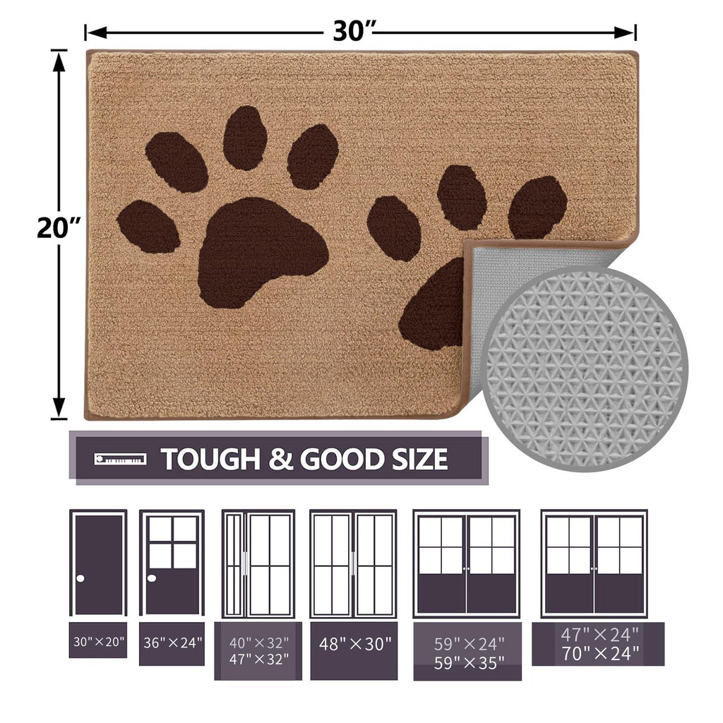 Buganda Dog Door Mat for Muddy Paws 70x24, Absorbent Doormat for Inside