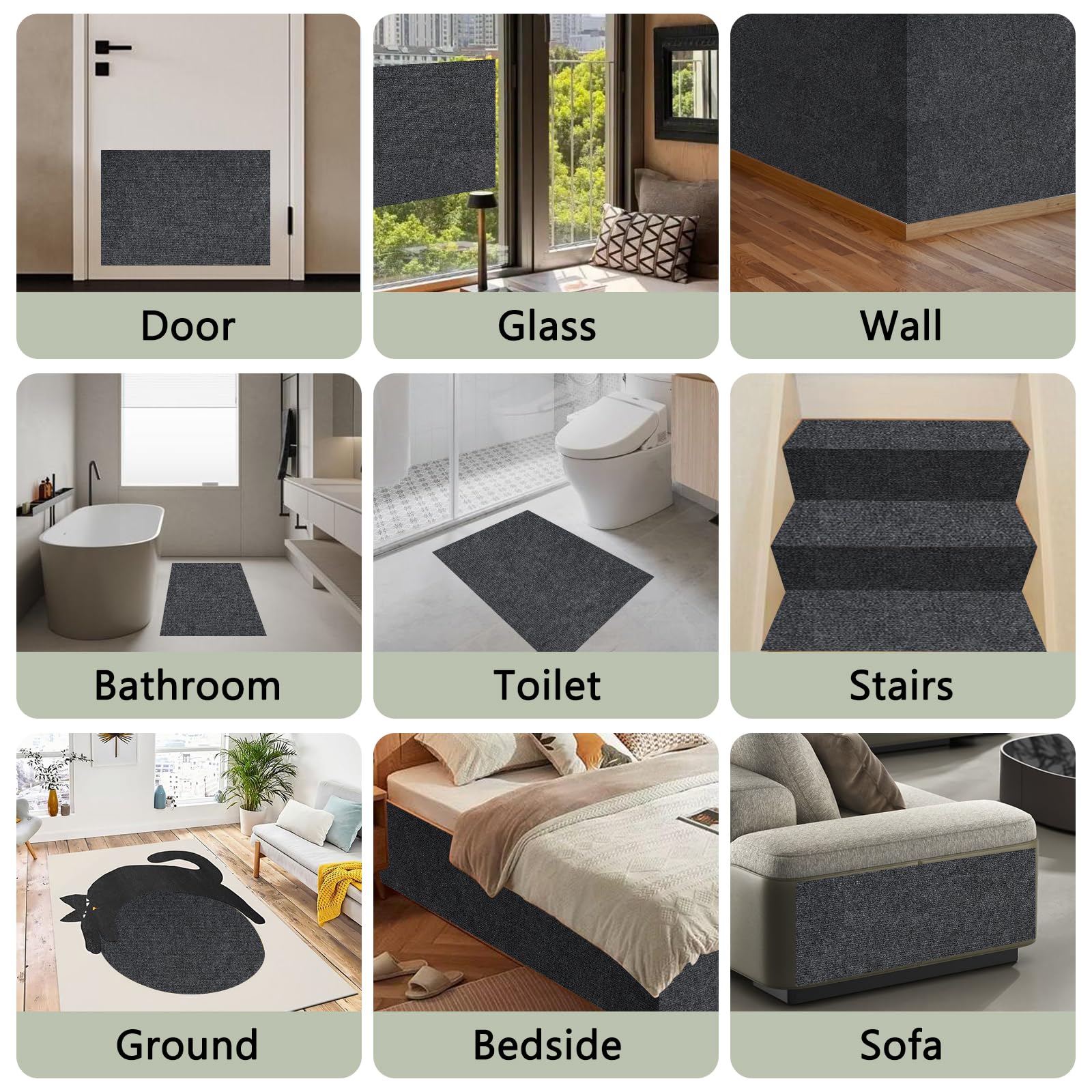 2Pack Total 78.7"x15.8" Cat Scratch Mat for Cat Couch Furniture and Wall Protector | Trimmable Self-Adhesive Carpet Climb Cat Scratcher for Covering Cat Tower and Replacement Pads (Dark Grey)