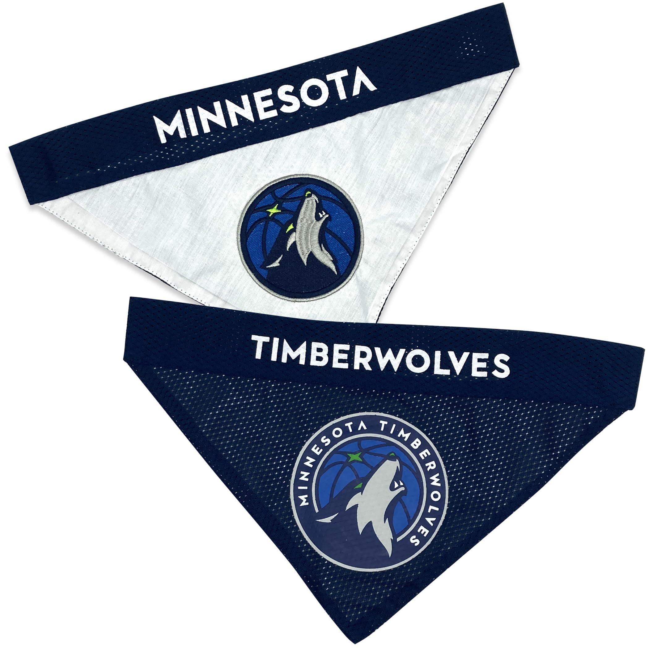 Pets First NBA Dog Bandana -Minnesota Timberwolves Reversible Bandana. 2 Sided Home & Away Sports Bandana with a Premium Embroidery Team Logo, Small/Medium
