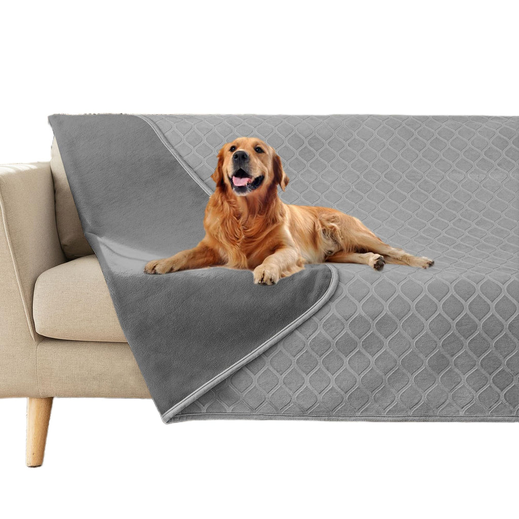 fuguitex Waterproof Dog Blanket Bed Cover Dog Crystal Velvet Moroccan Fuzzy Cozy Plush Pet Blanket Throw Blanket for Couch Sofa(40 * 60 inch, Light Grey+Grey)