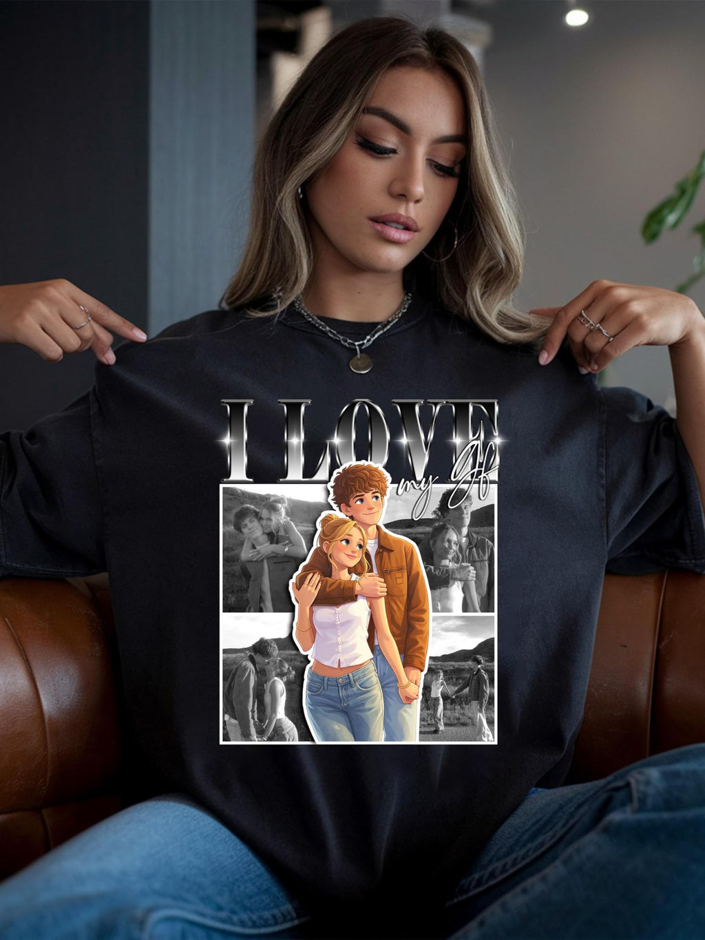 CustomsMerch Custom Shirts, Cartoon Photo Shirts, Personalized Cartoon Picture Shirt, Custom Photo Gifts, Gifts for Women, Men, Gift for Him, Her, Girlfriend T-Shirts, Christmas Valentines Shirt