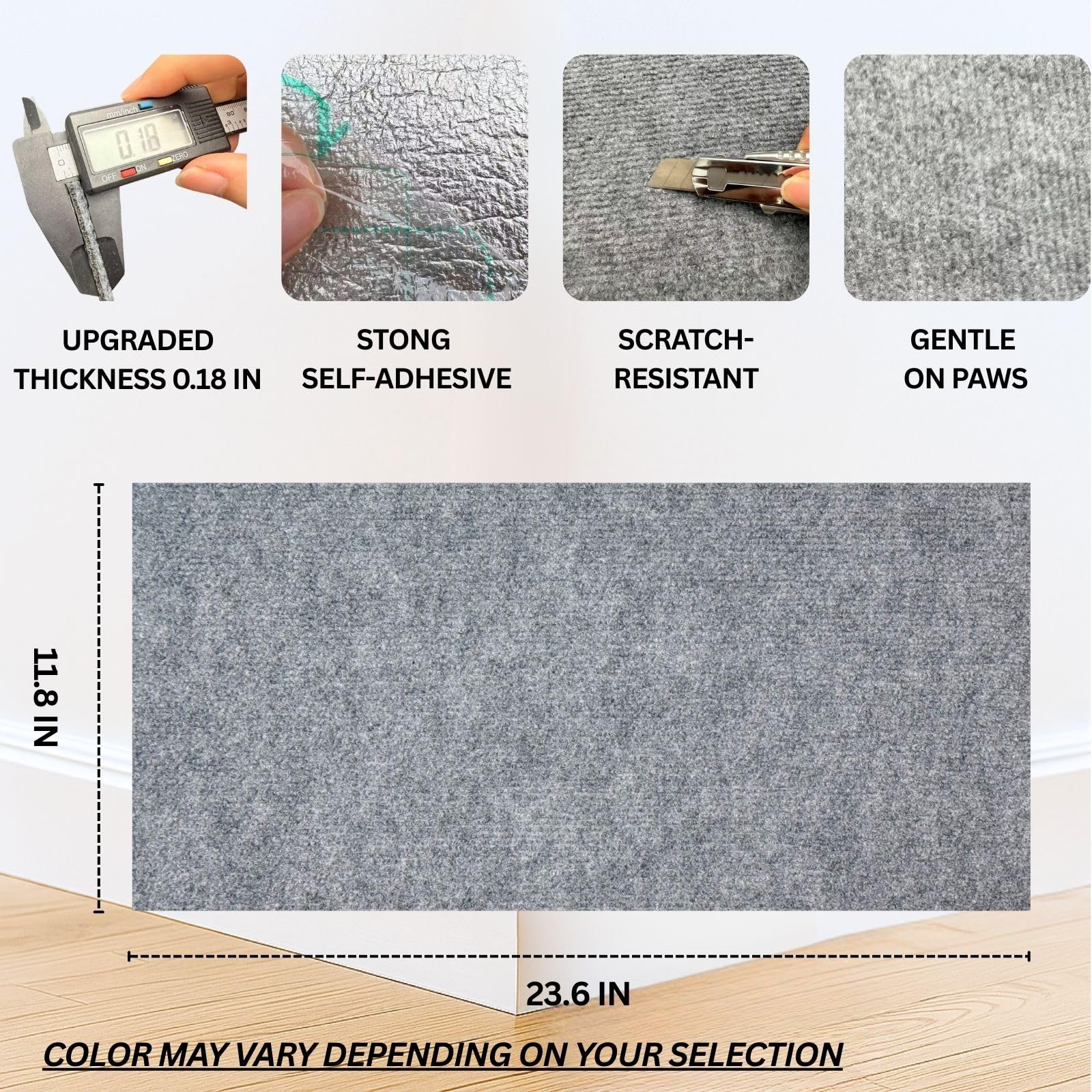 Cat Scratch Mat (3 Pack), 23.6’’ x 11.8’’ Cat Wall Corner Scratcher, Versatile Self-Adhesive Replacement Easy Use for Cat Trees Wall Furniture, Scratching Posts, and Couch Protection (Beige)