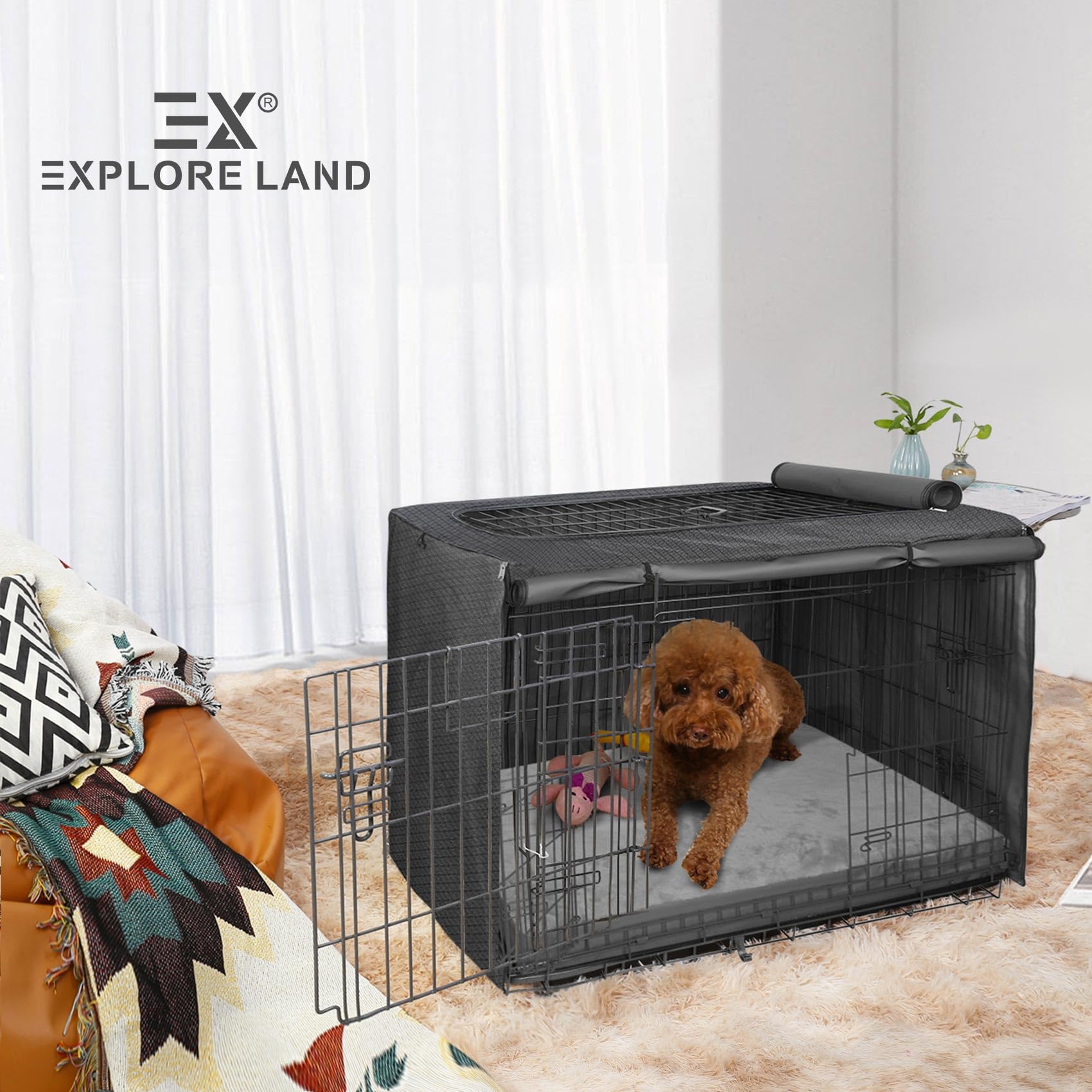 Explore Land Fluffy Dog Bed Cover, 48Lx36Wx4H inch, Gray