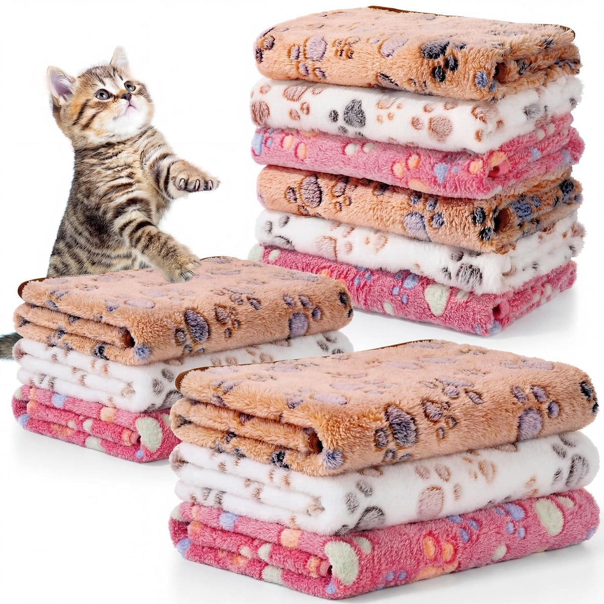 Tegeme 12 Pcs Puppy Blanket for Cat, 41 X 30 Inch Gray