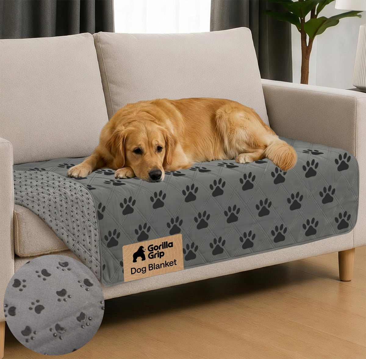 GORILLA GRIP® Waterproof Dog Blanket, Couch Cover for Dogs 82x102 Chocolate