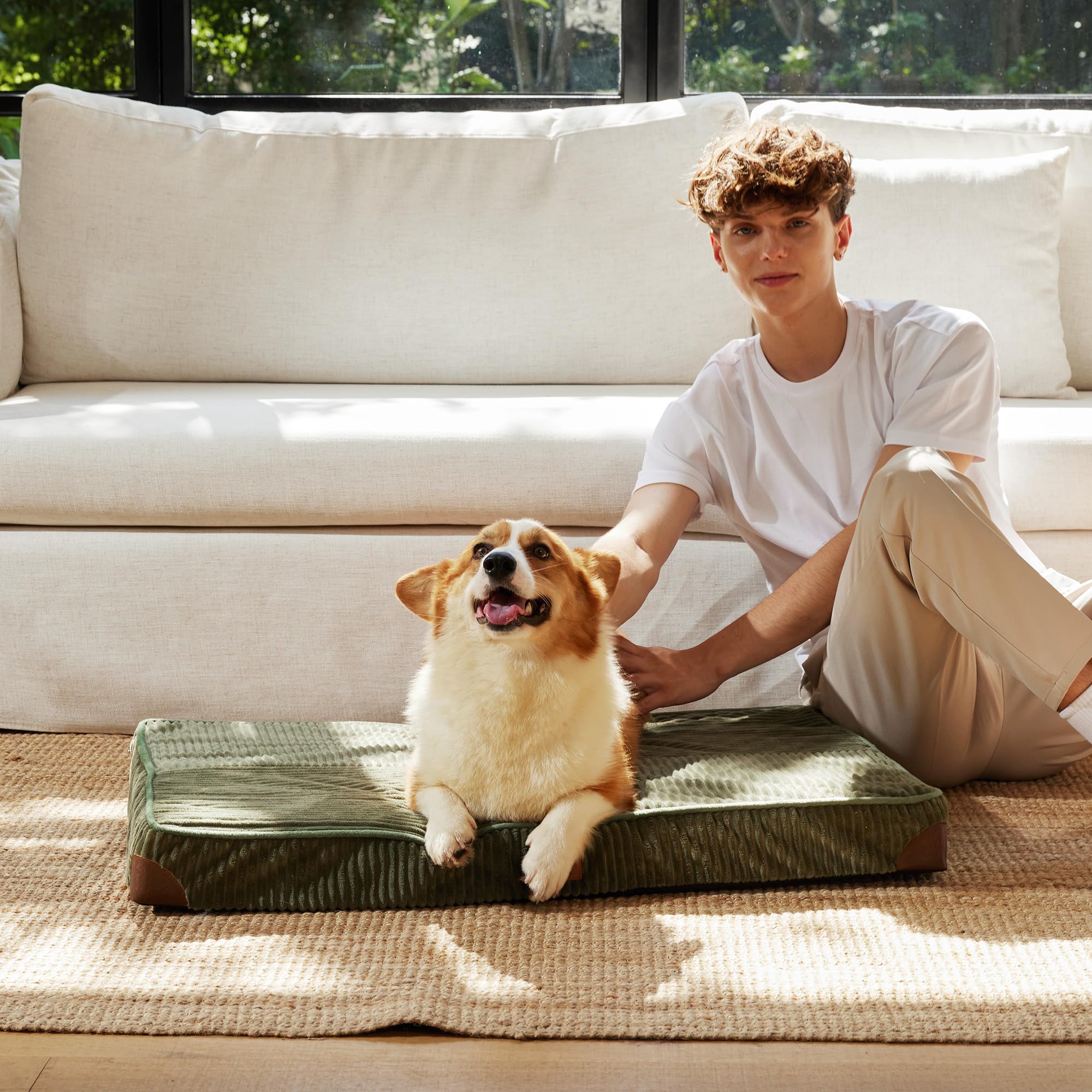 FUKUMARU Large Dog Bed, Thickened Waterproof Dog Mat with Washable Cover