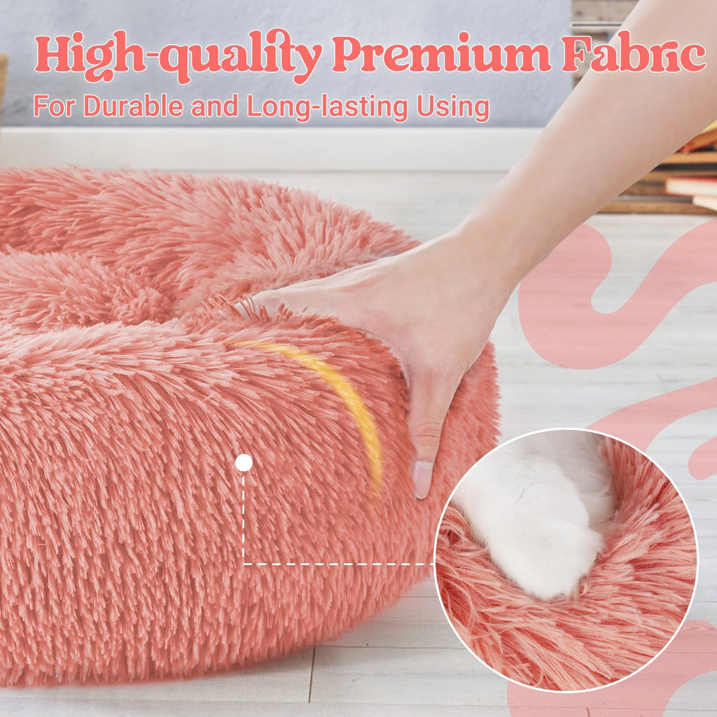 rabbitgoo Calming Cat Beds for Indoor Cats, 20 inches, Pink